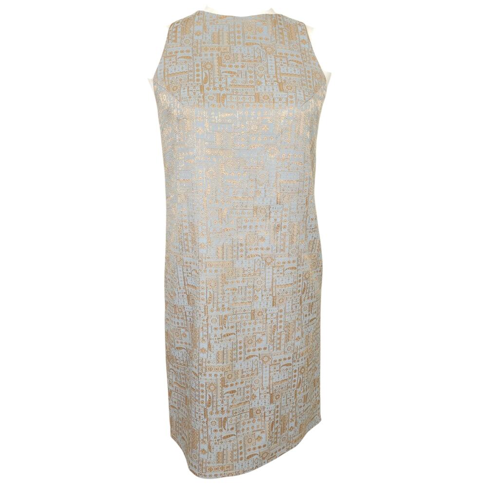 Desse Design Blue & Copper Metallic Shimmer Shift Dress 34 Small NWT